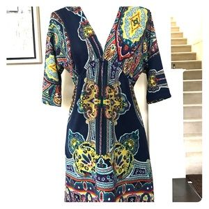 3/4 sleeve floral mini dress